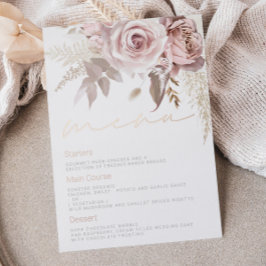 Gorgeous Blush Floral Wedding Rose Gold Foil Menu Folieneinladung