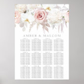 Gorgeous Blush Floral Wedding Seating Chart Poster (Vorne)