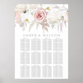 Gorgeous Blush Floral Wedding Seating Chart Poster
