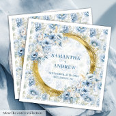 Gorgeous Boho Dusty Blue Gold Glitzern Wedding Nic Serviette