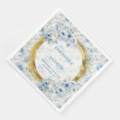 Gorgeous Boho Dusty Blue Gold Glitzern Wedding Nic Serviette (Ecke)