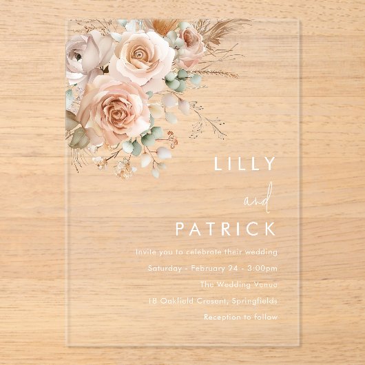 Gorgeous Boho Floral Wedding Einladung (Vorderseite)