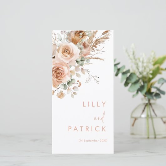 Gorgeous Boho Floral Wedding Program (Stehend Vorderseite)