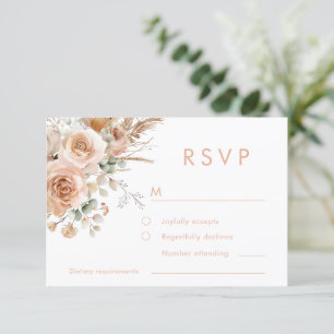 Gorgeous Boho Floral Wedding RSVP Karte