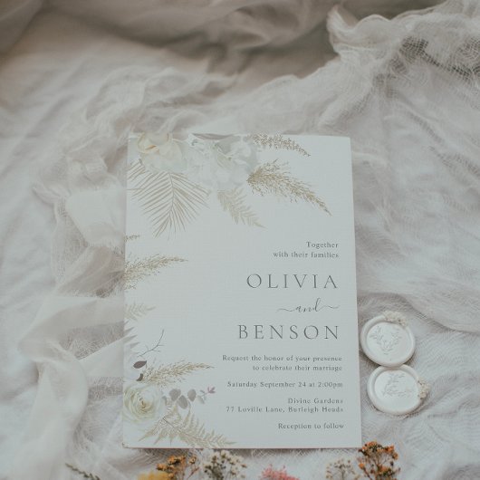 Gorgeous Boho & Ivory Floral Wedding Einladung