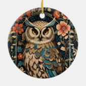 Gorgeous Brown Owl William Morris Inspiriert Keramik Ornament (Hinten)