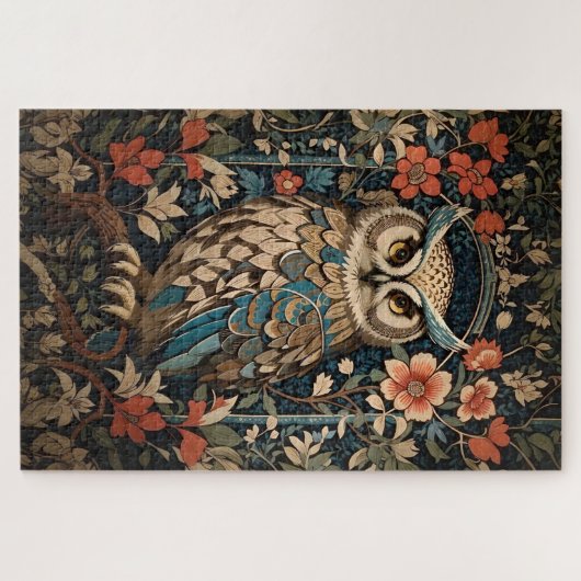 Gorgeous Brown Owl William Morris Inspiriert Puzzle (Horizontal)