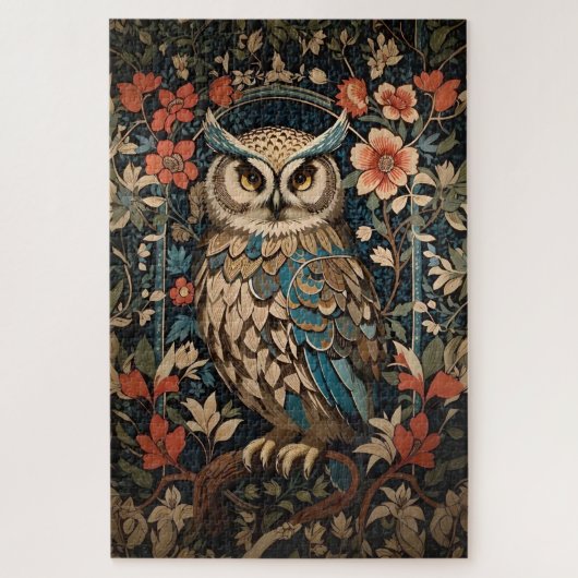Gorgeous Brown Owl William Morris Inspiriert Puzzle (Vertikal)