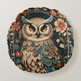 Gorgeous Brown Owl William Morris Inspiriert Rundes Kissen