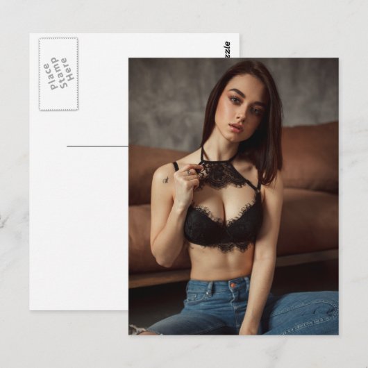 Gorgeous Brünett Babe Postkarte (Vorne/Hinten)