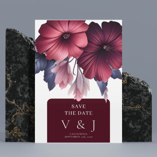 Gorgeous Burgundy Blush Pink Bloral Save the Date Einladung