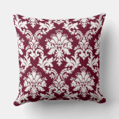 Gorgeous Burgundy Damask Blumenmuster Kissen (Rückseite)