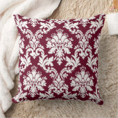 Gorgeous Burgundy Damask Blumenmuster Kissen (Decke)