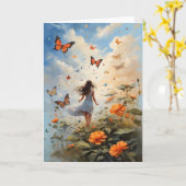 Gorgeous Butterflies Young Girl Blume Blank Karte (Gelbe Blume)