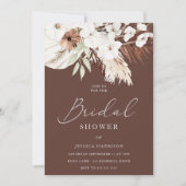 Gorgeous Chocolate Boho White Floral Brautparty Einladung (Vorderseite)