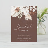 Gorgeous Chocolate Boho White Floral Brautparty Einladung (Stehend Vorderseite)