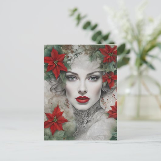 Gorgeous Christmas Lady Postkarte (Stehend Vorderseite)