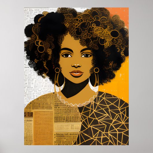 Gorgeous Curly Hair Afrikanische Frauenkollektion Poster (Vorne)