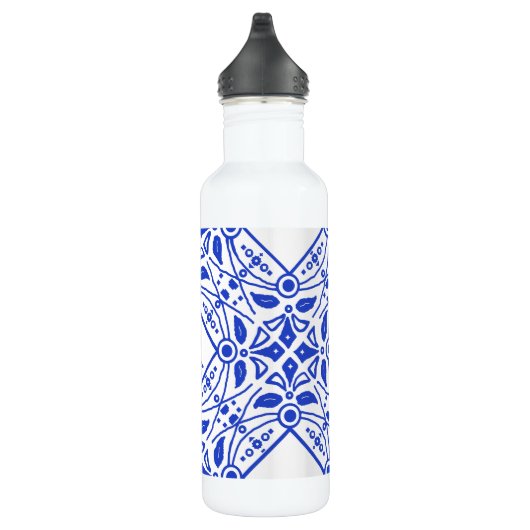 Gorgeous Delft-Blue Custom Monogram Trinkflasche (Rechts)