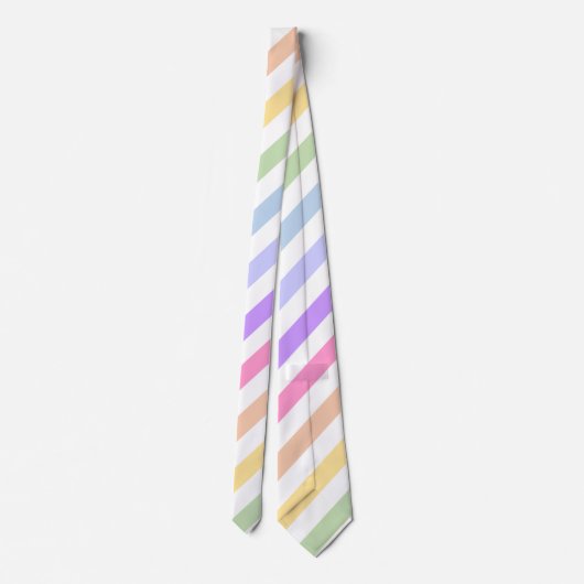 Gorgeous Diagonal Pastel Rainbow Stripes Krawatte (Rückseite)