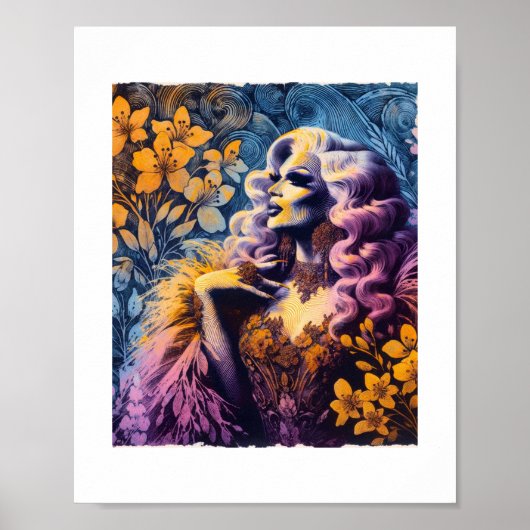 Gorgeous Drag Queen in Blume Poster (Vorne)