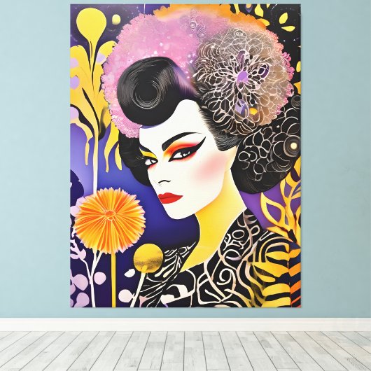 Gorgeous Drag Queen Lila Orange Leinwanddruck (Insitu (Holzboden))