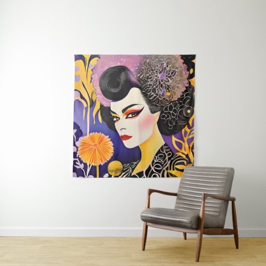 Gorgeous Drag Queen Lila Orange Wandteppich (Beispiel)