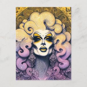 Gorgeous Drag Queen Yellow Lila Postkarte