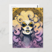 Gorgeous Drag Queen Yellow Lila Postkarte (Vorne/Hinten)