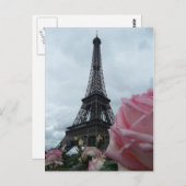 Gorgeous Eiffel Tower Pink Roses Foto Card Postkarte (Vorne/Hinten)
