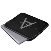 Gorgeous Elegant Add Your Name & Monogrammed Black Laptopschutzhülle (Vorne Knopf)