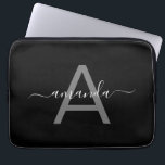 Gorgeous Elegant Add Your Name & Monogrammed Black Laptopschutzhülle<br><div class="desc">Gorgeous Elegant Add Your Name & Monogrammed Black Laptop Sleeve.</div>