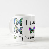 Gorgeous Elegant Butterfliegen mit Typografie Kaffeetasse (Vorderseite Links)