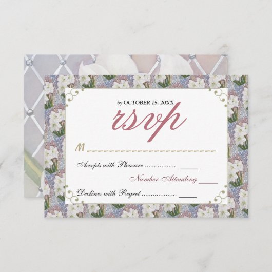 GORGEOUS ELEGANT WHITE AMARYLLIS BLUME UAWG RSVP KARTE (Vorne/Hinten)