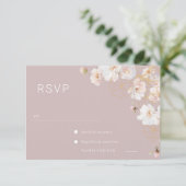 Gorgeous Enchanted Wildflowers Blush Wedding RSVP Karte (Stehend Vorderseite)