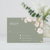 Gorgeous Enchanted Wildflowers Sage Green Wedding RSVP Karte (Stehend Vorderseite)