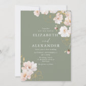 Gorgeous Enchanted Wildflowers Sage Wedding Einladung (Vorderseite)