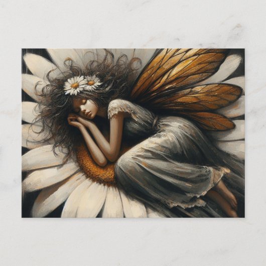 Gorgeous Fairy schläft auf einer Blume Postkarte (Vorderseite)