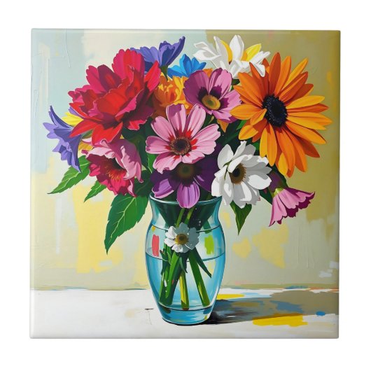 Gorgeous Floral Art Design Fliese (Vorderseite)