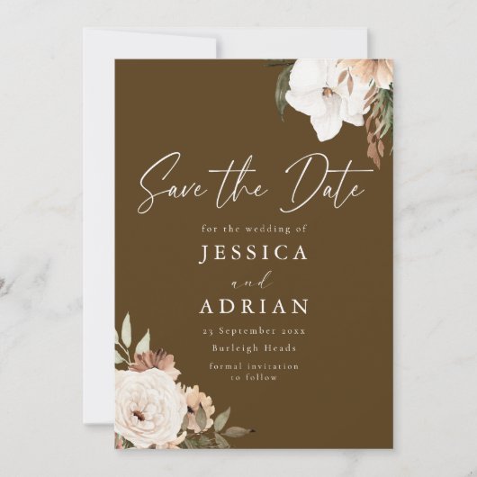 Gorgeous Floral Boho Wedding Save The Date (Vorderseite)