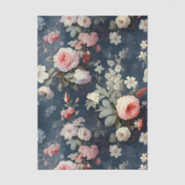 Gorgeous Flowers on a Dark Blue Background Seidenpapier