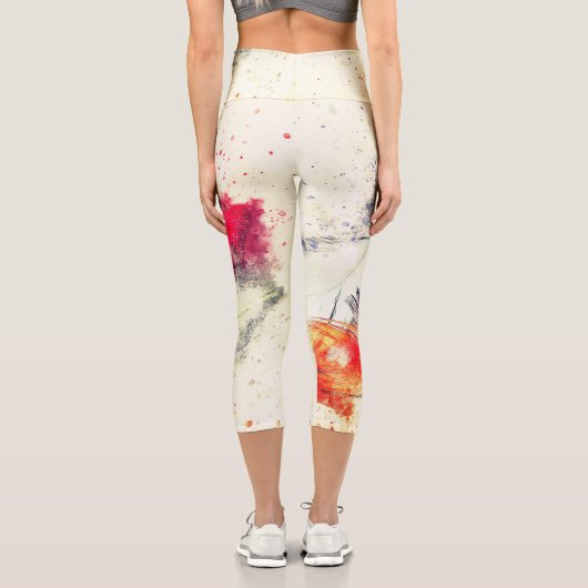 Gorgeous Funky Vibrant Feather Design Capri Leggings (Rückseite)
