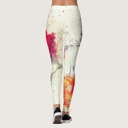 Gorgeous Funky Vibrant Feather Design Leggings (Rückseite)