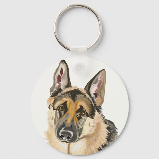 Gorgeous German Shepherd, Alsation Dog Drawing Key Schlüsselanhänger (Vorderseite)