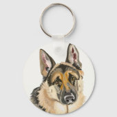 Gorgeous German Shepherd, Alsation Dog Drawing Key Schlüsselanhänger (Rückseite)