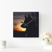 Gorgeous German Shepherd Silhouette Wall Clock Quadratische Wanduhr (Zuhause)