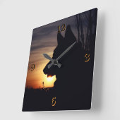 Gorgeous German Shepherd Silhouette Wall Clock Quadratische Wanduhr (Winkel)