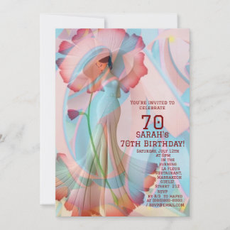 Gorgeous girl in flowers dress 70th  Birthday Einladung