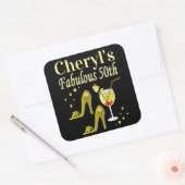 GORGEOUS GOLD 50. GEBURTSTAG DESIGN QUADRATISCHER AUFKLEBER (Umschlag)