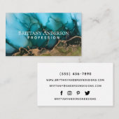 Gorgeous Gold Black Aquamarin Green Visitenkarte (Vorne/Hinten)